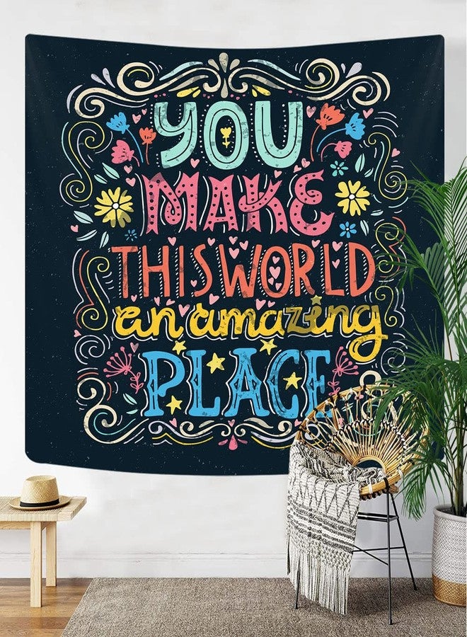 iTapnoom Inspirational Word Tapestry Wall Hanging for Teacher Students, You Make this World an Amazing Place Romantic Love Quote Design Wall Decor Tapestries for Classroom Office Dorm - Image 1